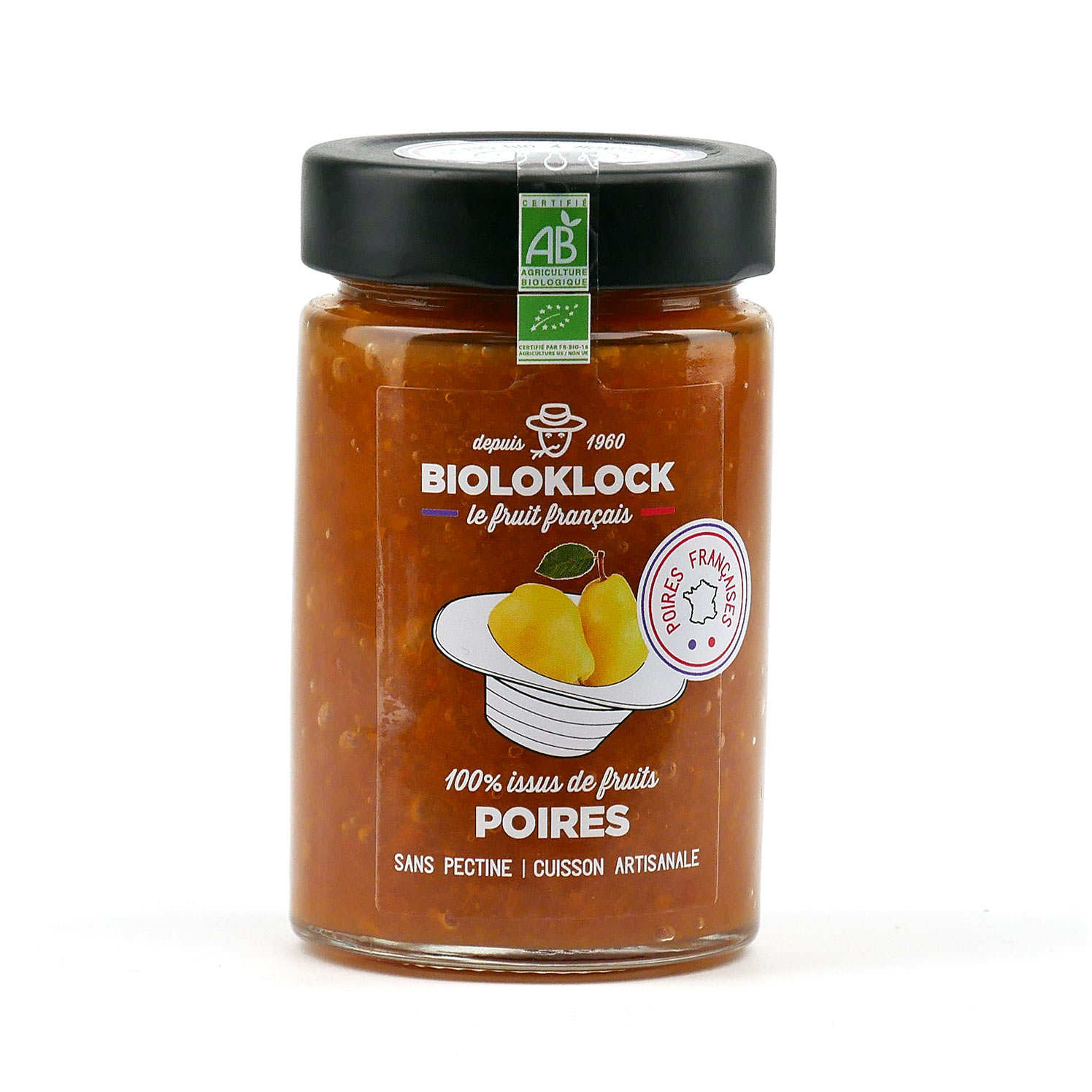 Confiture bio allégée aux poires - 100% issus de fruits