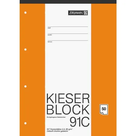 BRUNNEN Kieserblock T-Kontenblätter A4, 80 g/qm