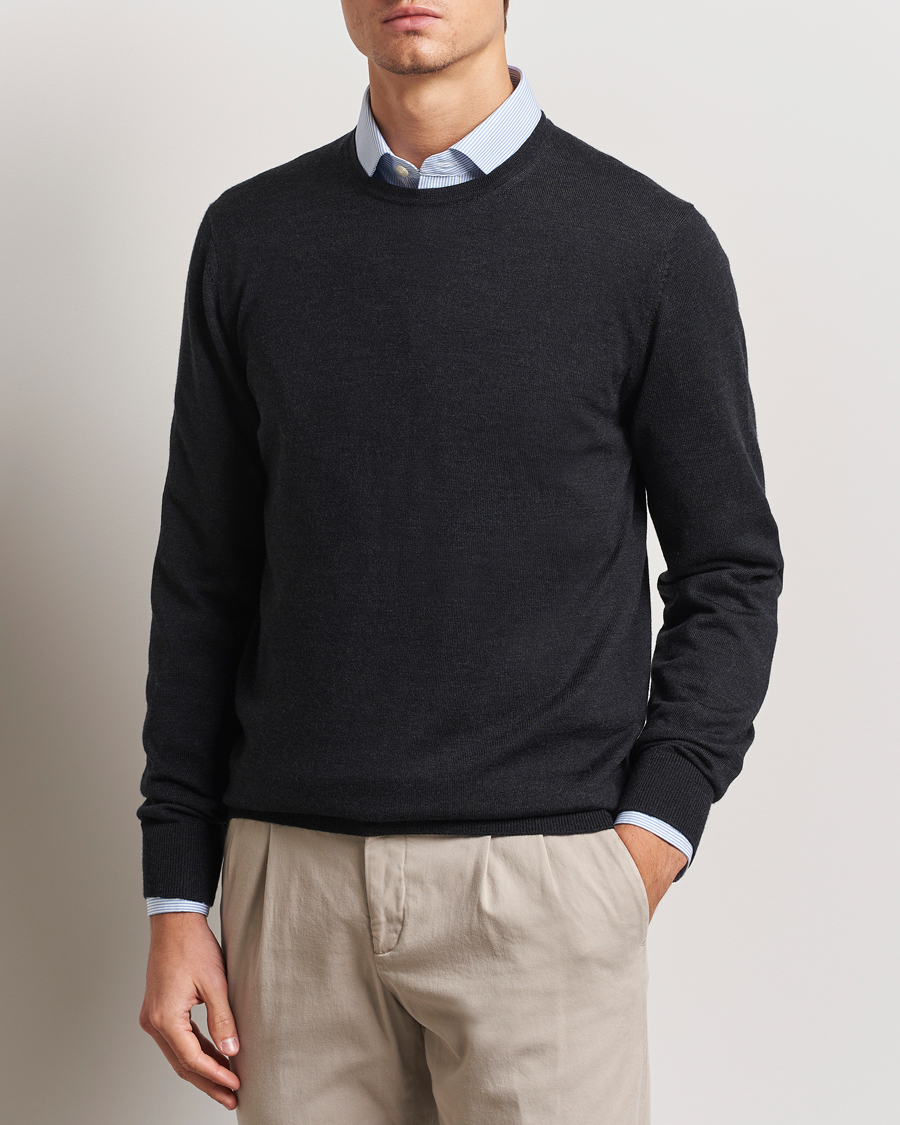 Charles Tyrwhitt Pure Merino Crew Neck Jumper Dark Charcoal