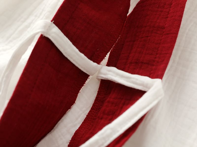 Finlies - Pyjamaset: 3/4-mouwen V-hals effen kimonotop + broek