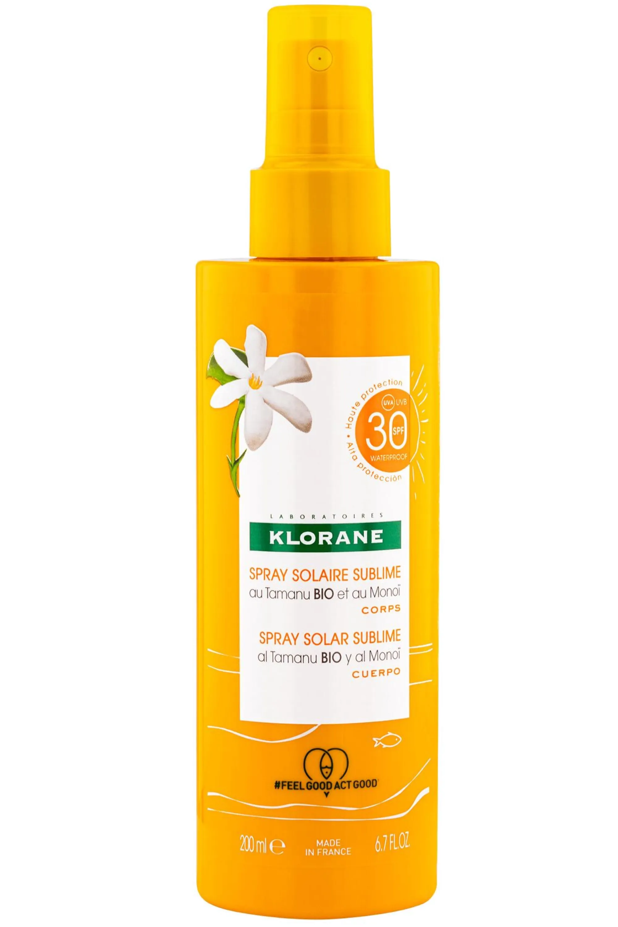 Klorane Spray solaire sublime SPF30 au Tamanu bio et au Monoï-200 ml