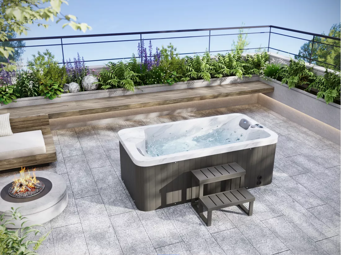 SPA 2 places blanc perlé avec bâche - 18 jets - L210 x P110 x H74 cm - Système BALBOA - TAHITI III