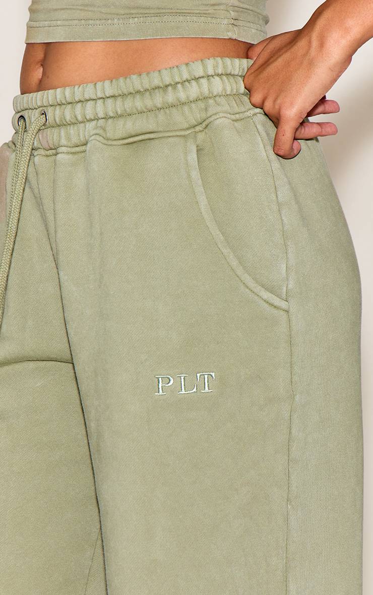 Vert Olive Joggers Larges Délavés