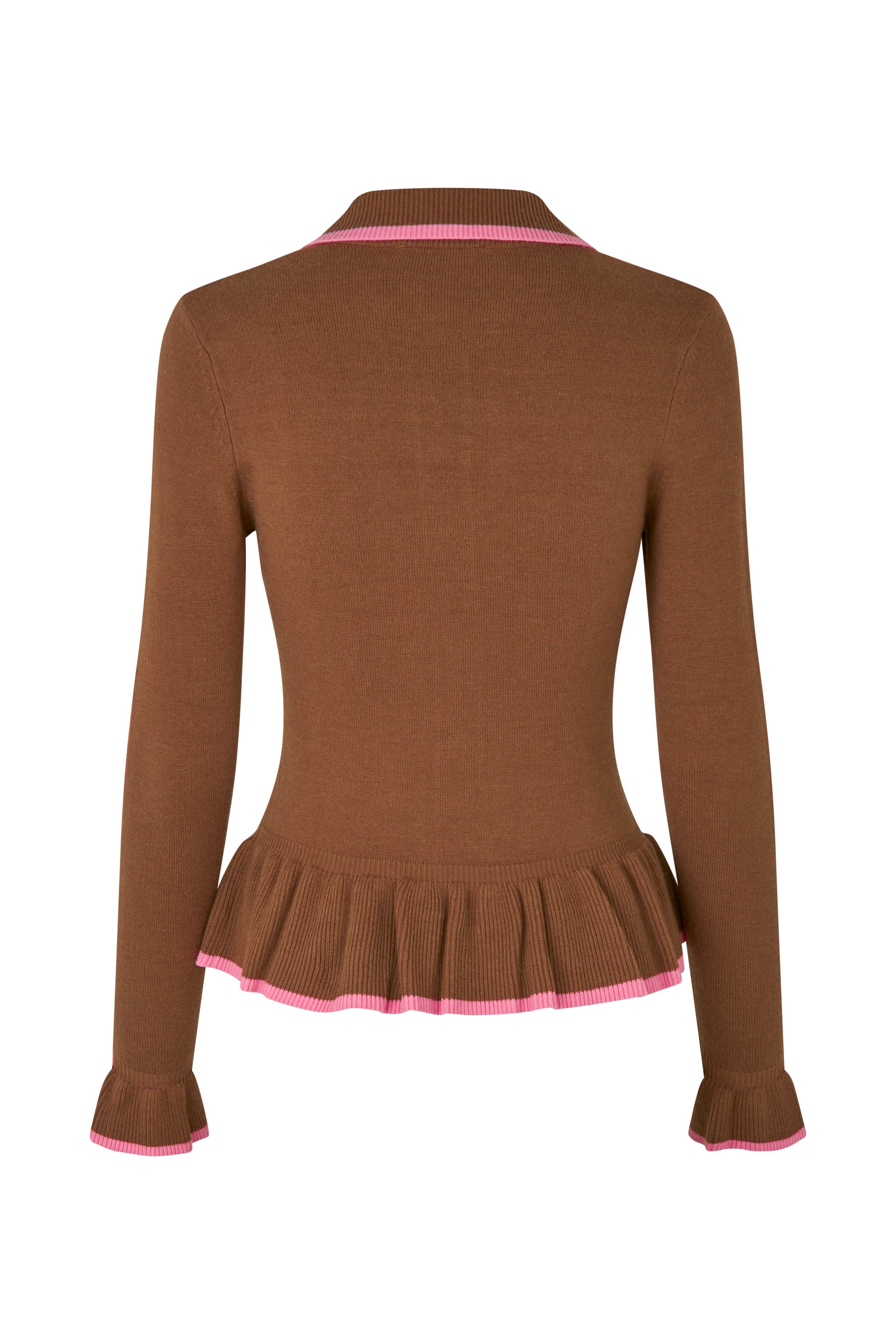 Stine Goya  Lenear Ruffle cardigan - Patridge Brown