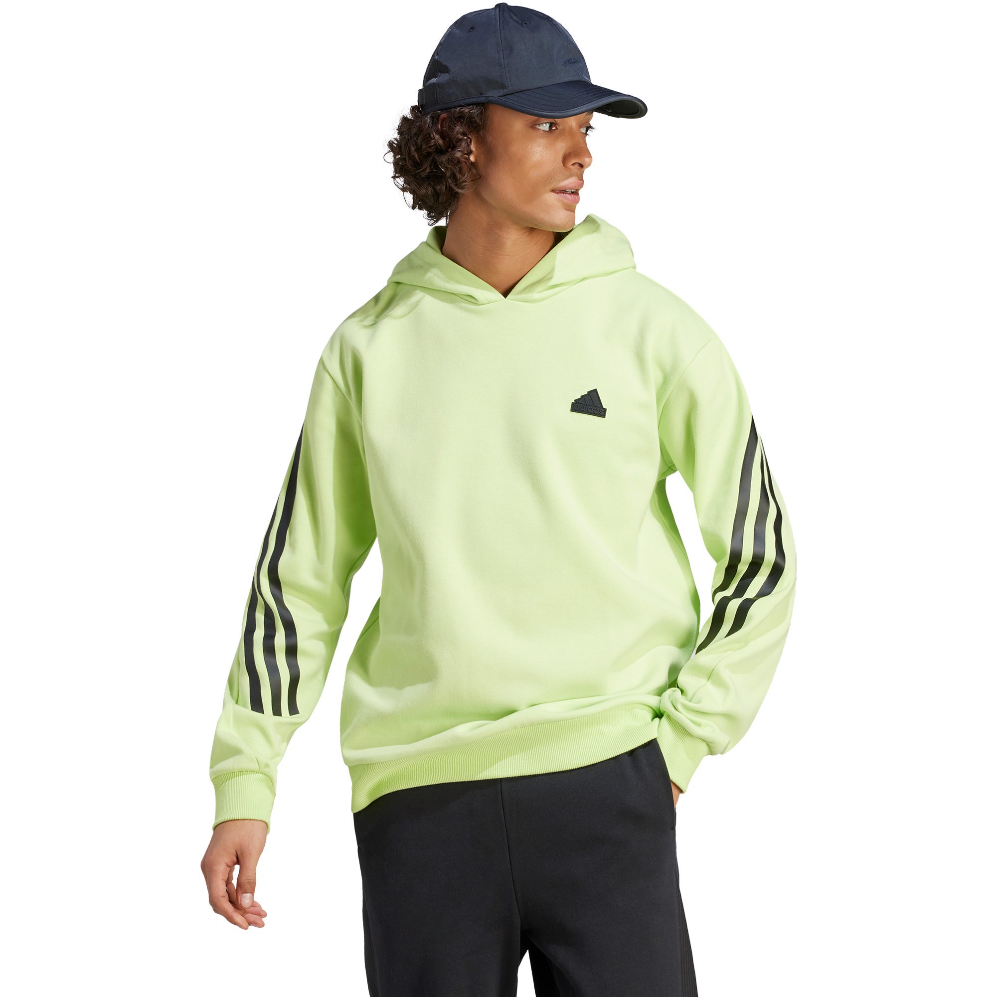 adidas Future Icons 3-Streifen Hoodie Herren pulse lime
