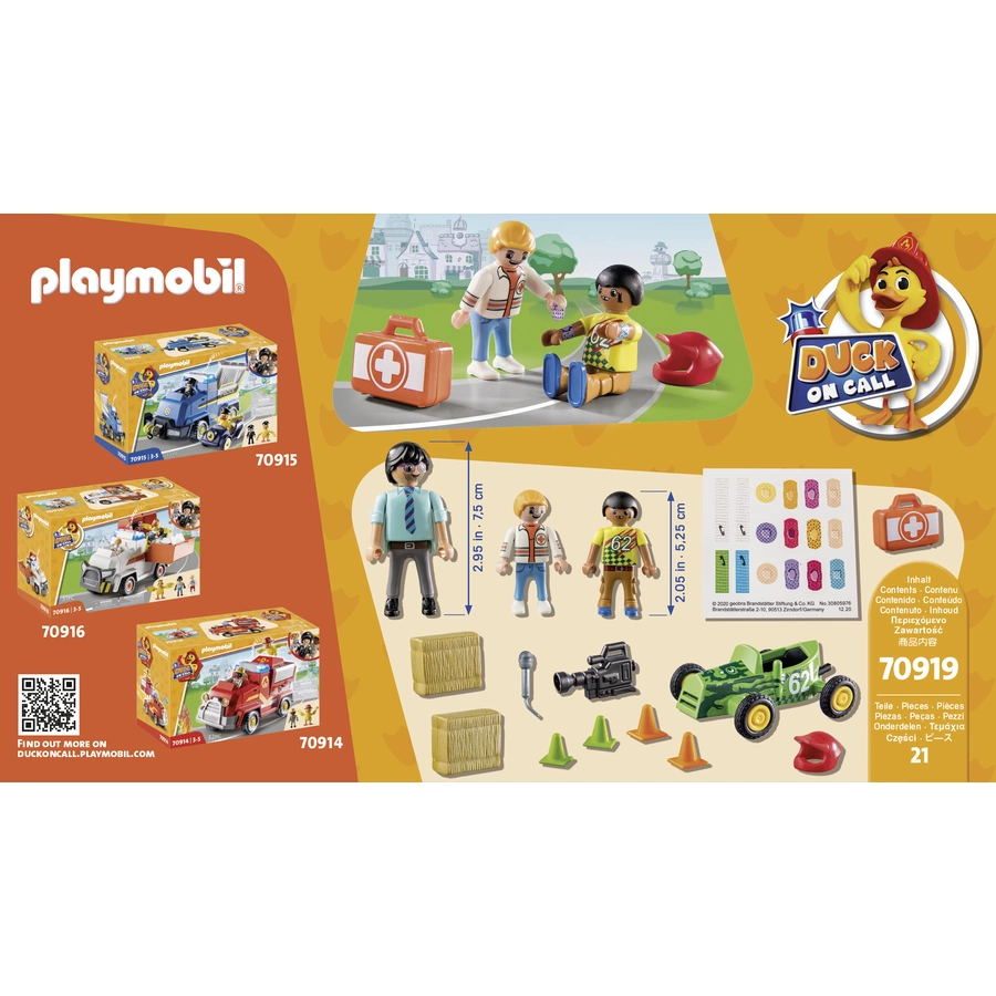 PLAYMOBIL® Duck on Call Notarzt Action Helfe dem Rennfahrer