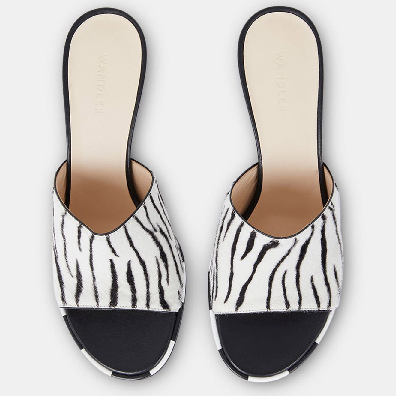 Wandler Mules à poils ras noir/blanc - Talon 8 cm