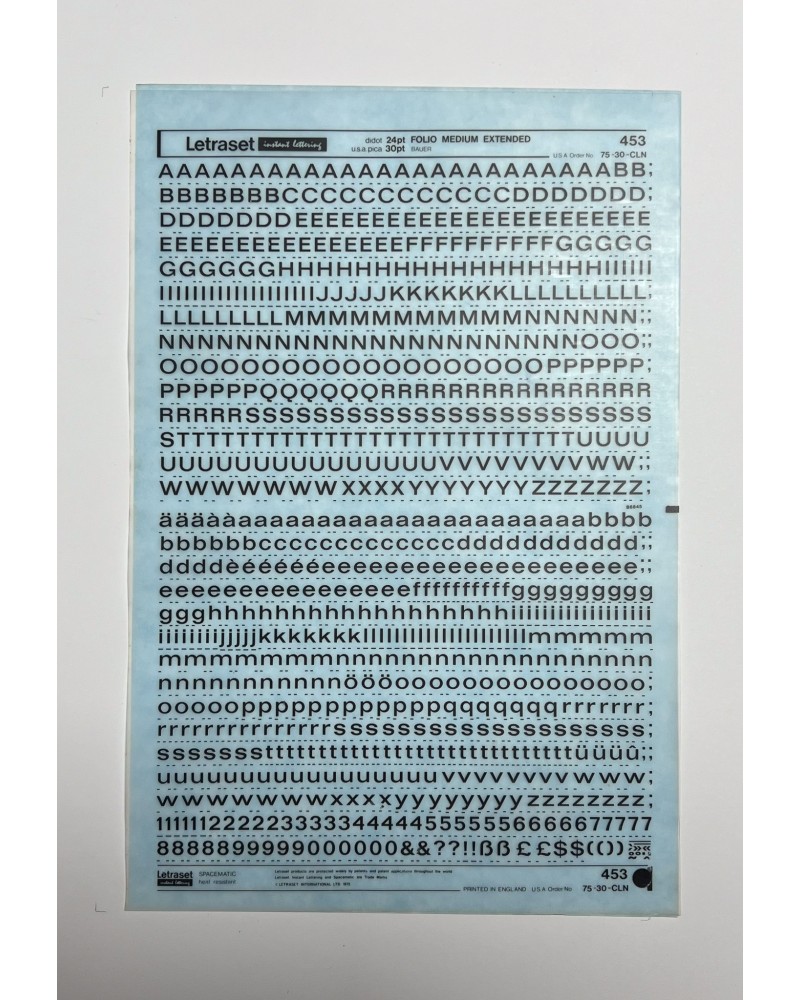 Letraset 453 - FOLIO MEDIUM EXTENDED- 24/30pt