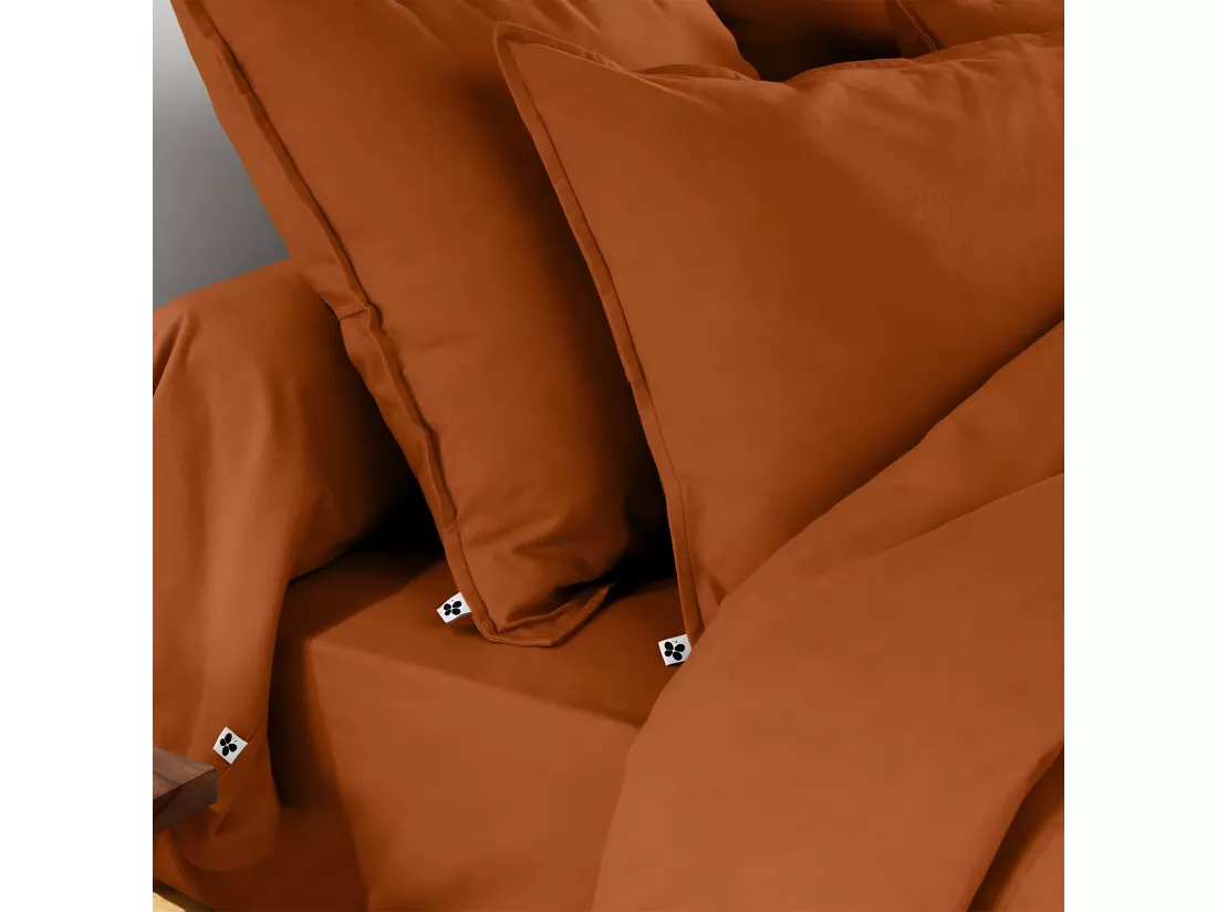 HEDDA - Drap Plat 240x300cm Flanelle de Coton Coloris Tomette