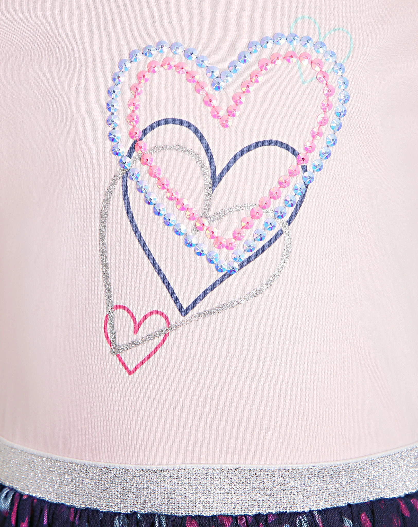 Kurzarm-Kleid PAILLETTEN HEARTS in rose