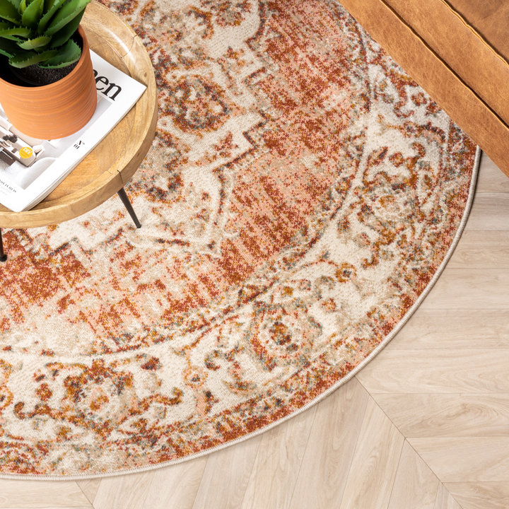Rond vloerkleed - Spring Medaillon Terra/Creme | Sfeer
