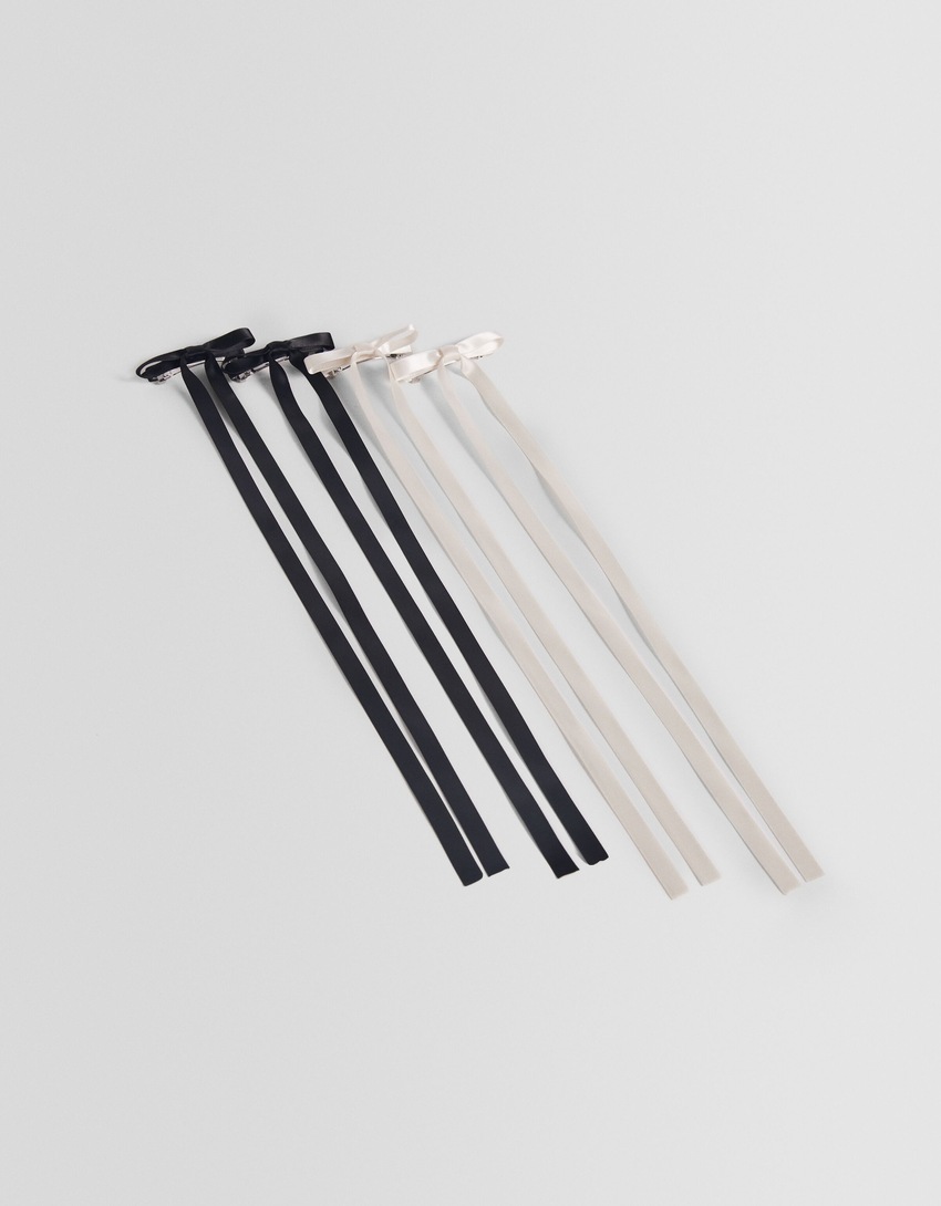 Conjunto de 4 presilhas de cabelo com laço de cetim