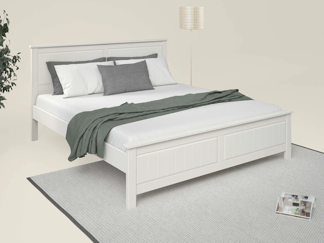 GOODproduct Massivholzbett »Northwood, Landhausstil, mit Lamellen und Kassetten, Made in EU« Liegefläche 180x200cm,  inklusive Lattenrost, stilvolles Design, Schubkasten optional (748832)