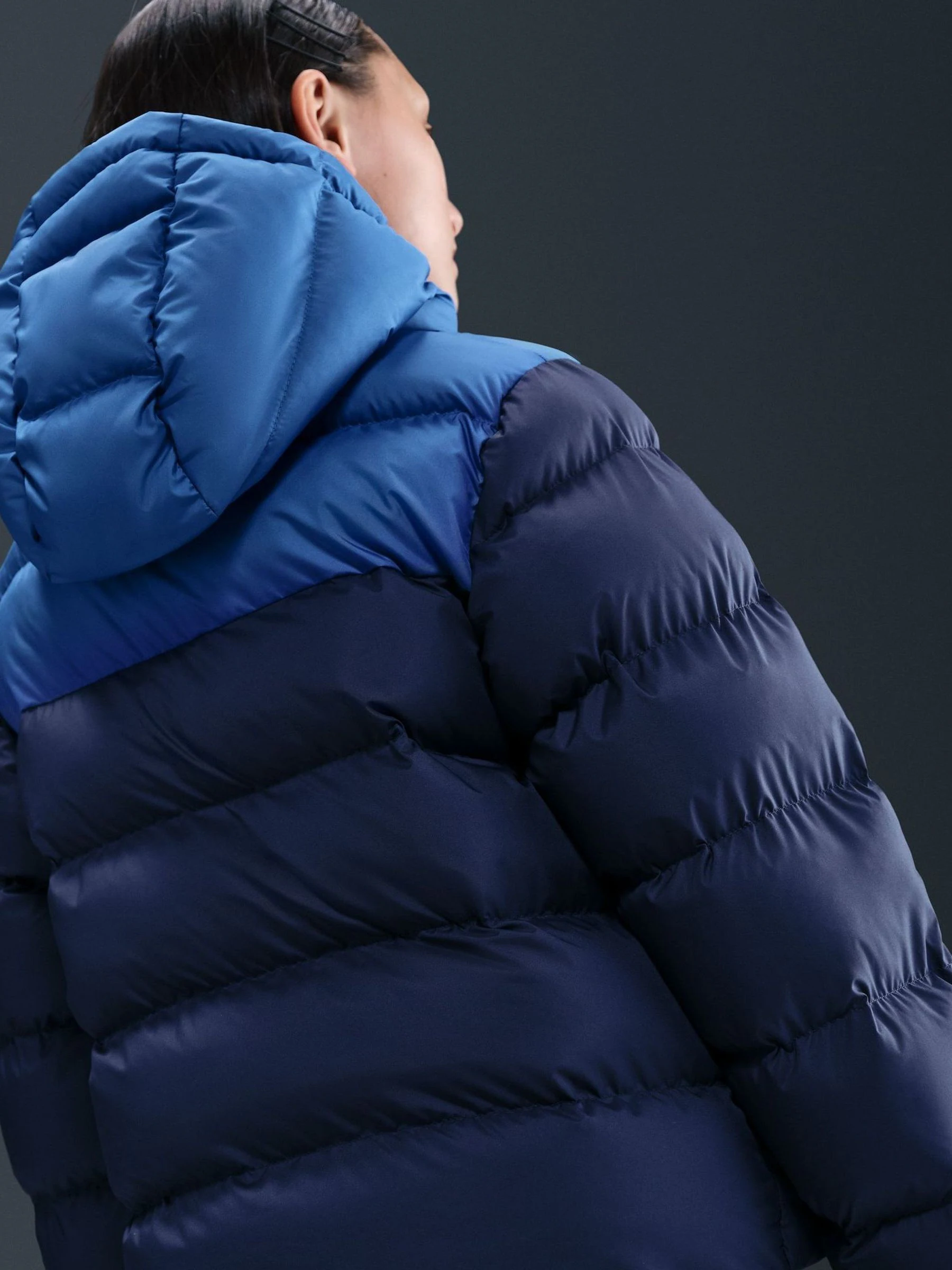 Marineblauw - Nike - Gewatteerd jack met kleurvlakken