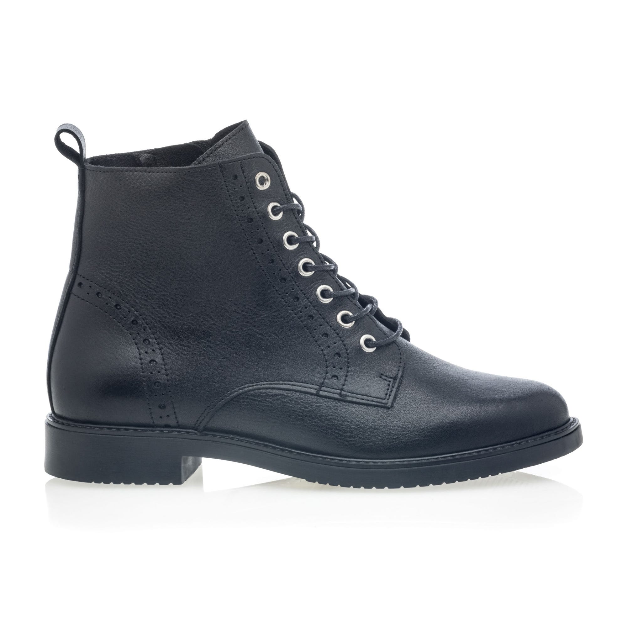 Bottines à lacets Femme en cuir noir