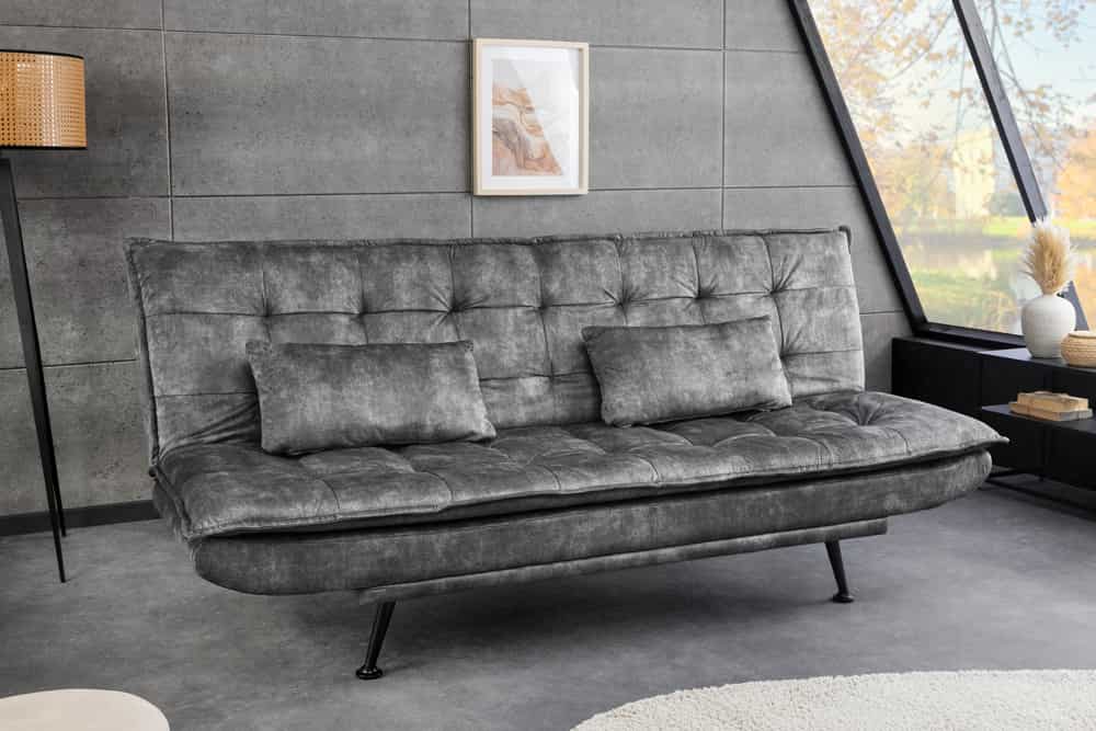 Modernes Schlafsofa JAZZ 190cm grau Samt 3-Sitzer Couch