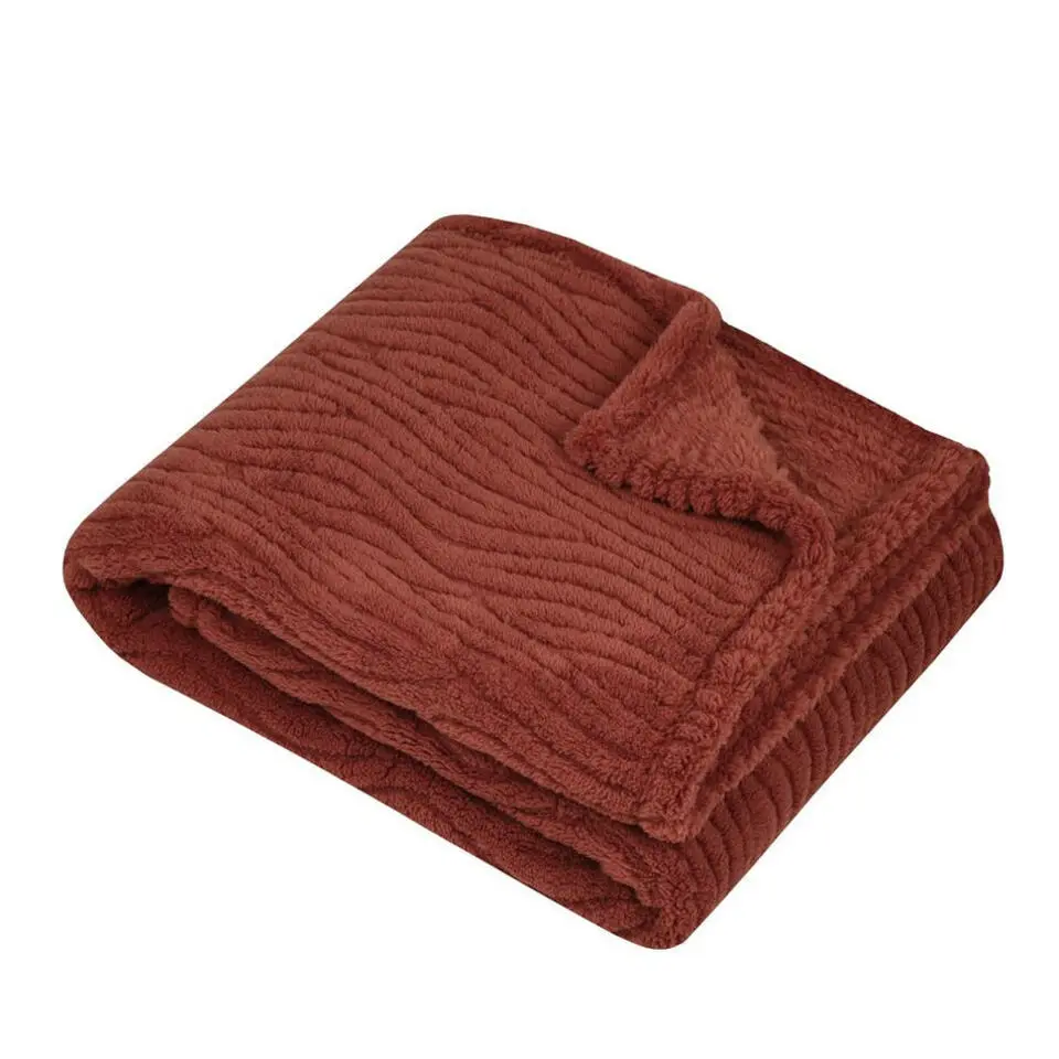 Plaid/bankdeken Columbia - steenrood - 130x160 cm - waves motief