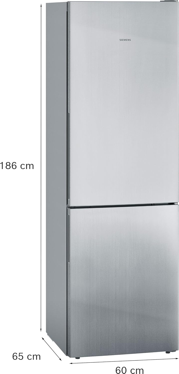 Siemens KG36EALCA iQ500 Kühl-Gefrier-Kombination, 186 x 60 cm, 214 L Kühlen + 94 L Gefrieren, lowFrost selterner Abtauen, freshSense für konstante Innentemperatur, superCooling schnellere Kühlung