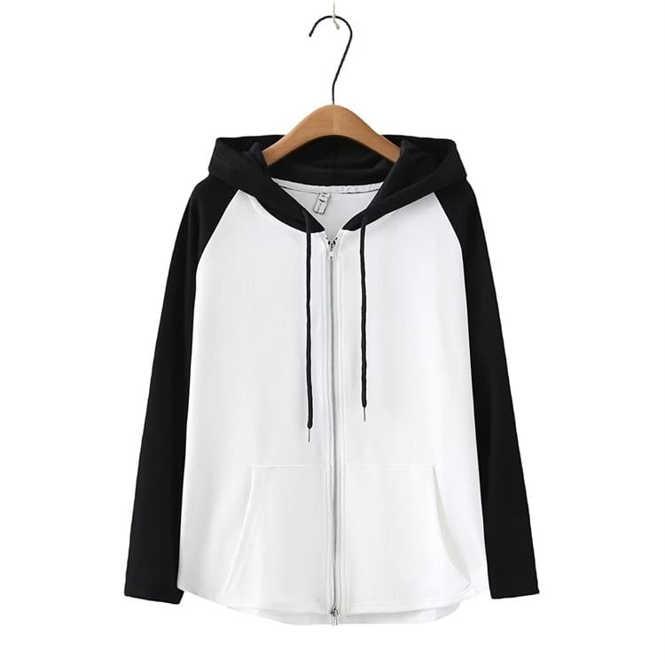 Krezol - Plus Size Raglan Hoodie met Rits