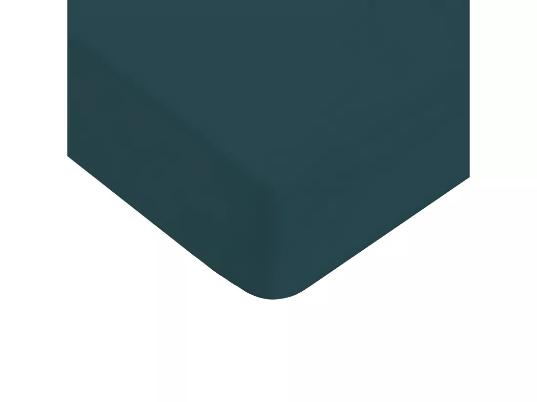 Drap housse uni en coton 57 fils pétrole 160x200cm