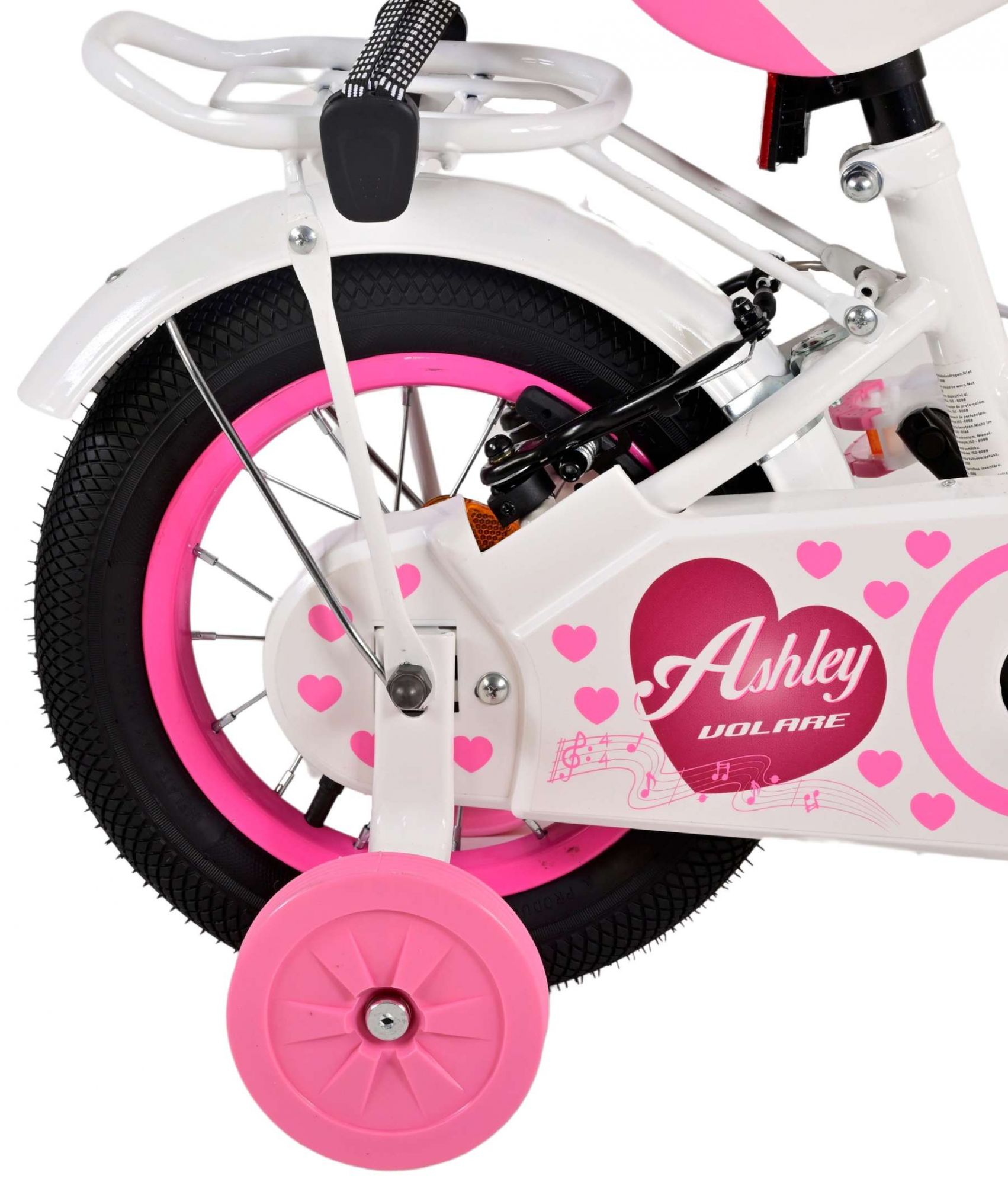VOLARE Kinderfahrrad Ashley12 Zoll ohne Rücktrittbremse, weiß