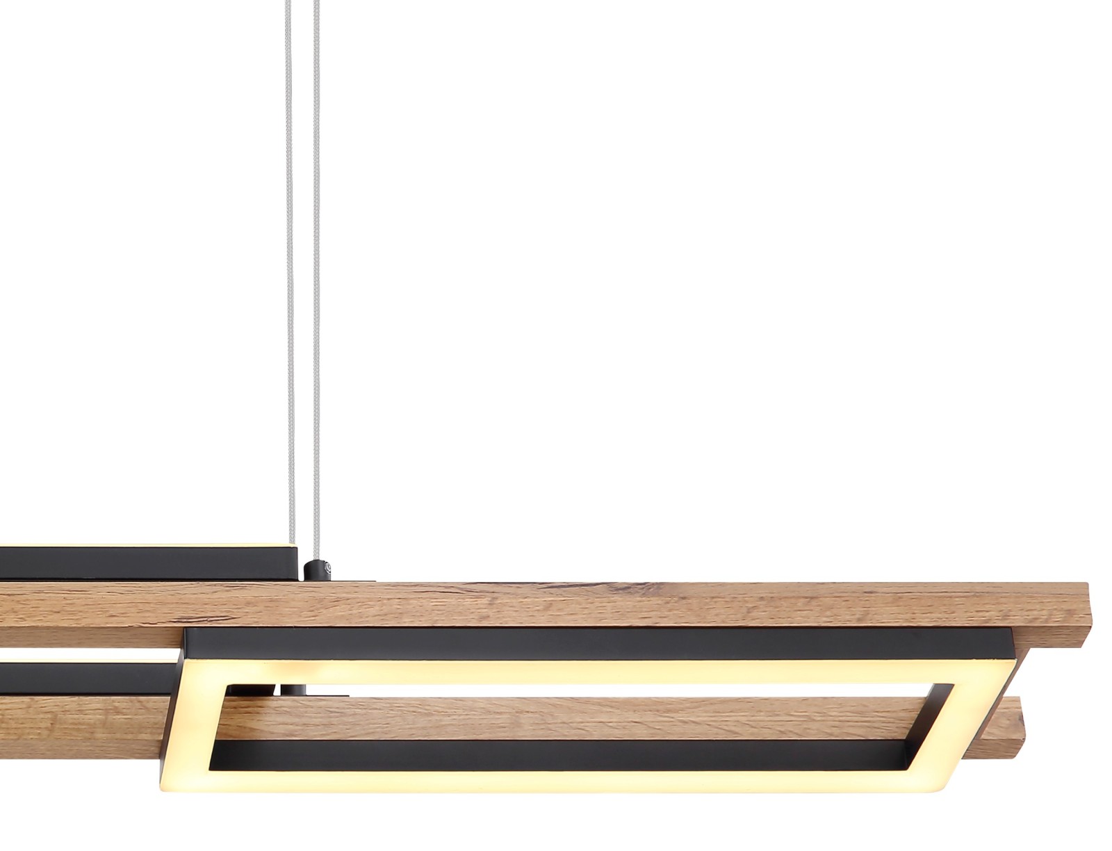 LED-Hängeleuchte - schwarz matt-holzfarben - 100 cm