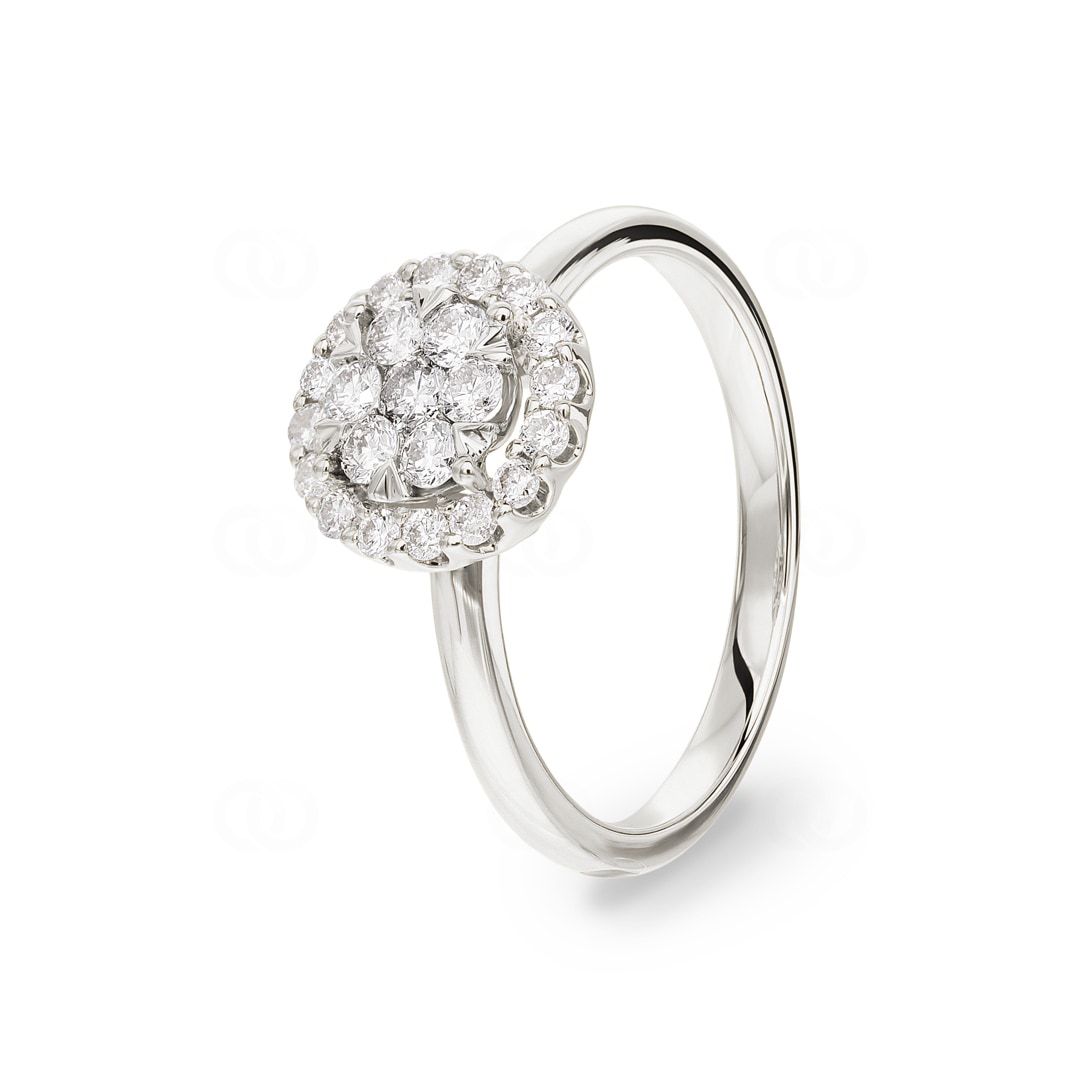 0.50 Karat Diamanten Halo Ring 750/18 K Weissgold