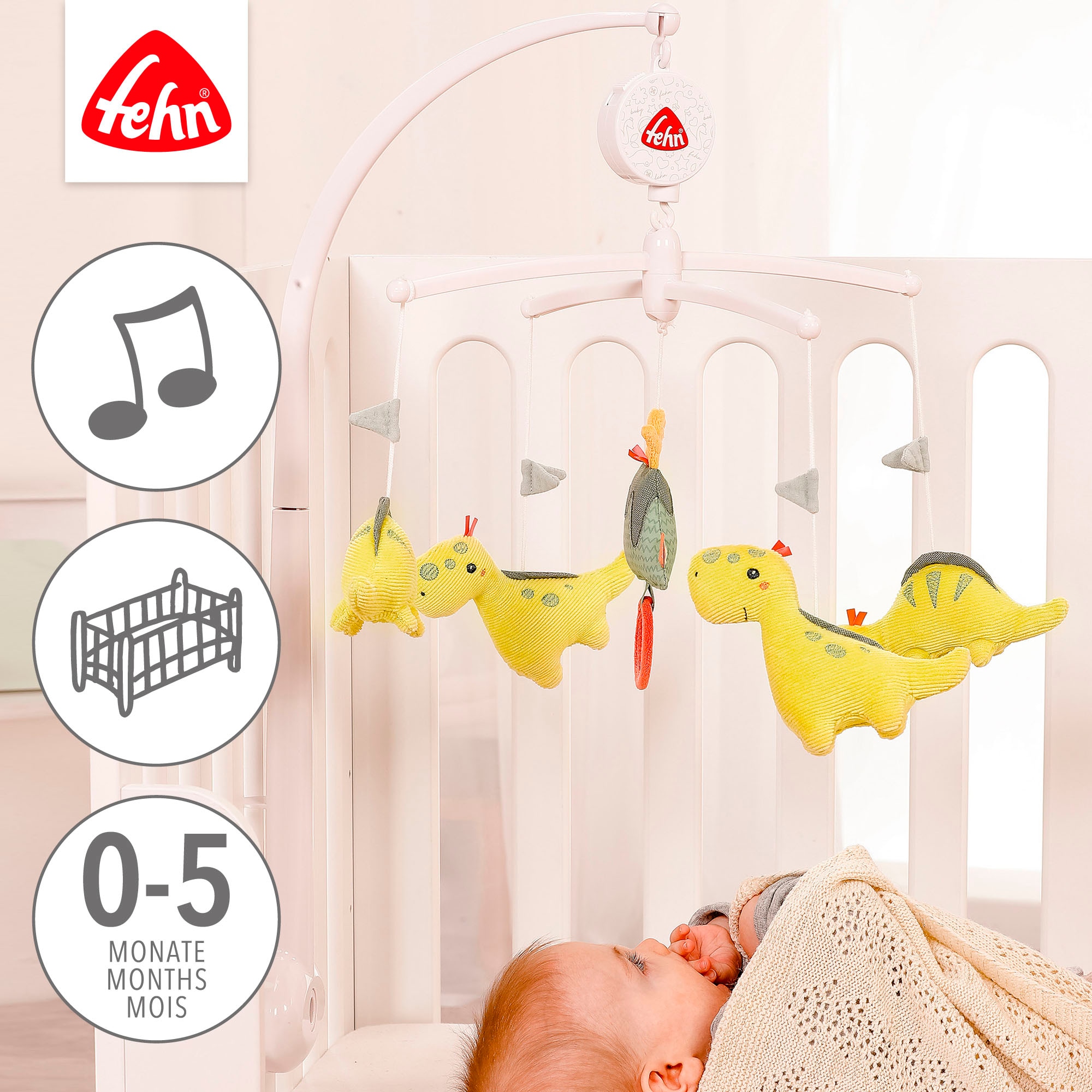 Fehn Mobile »Happy Dino, Musik-Mobile« mit Bett-Befestigung