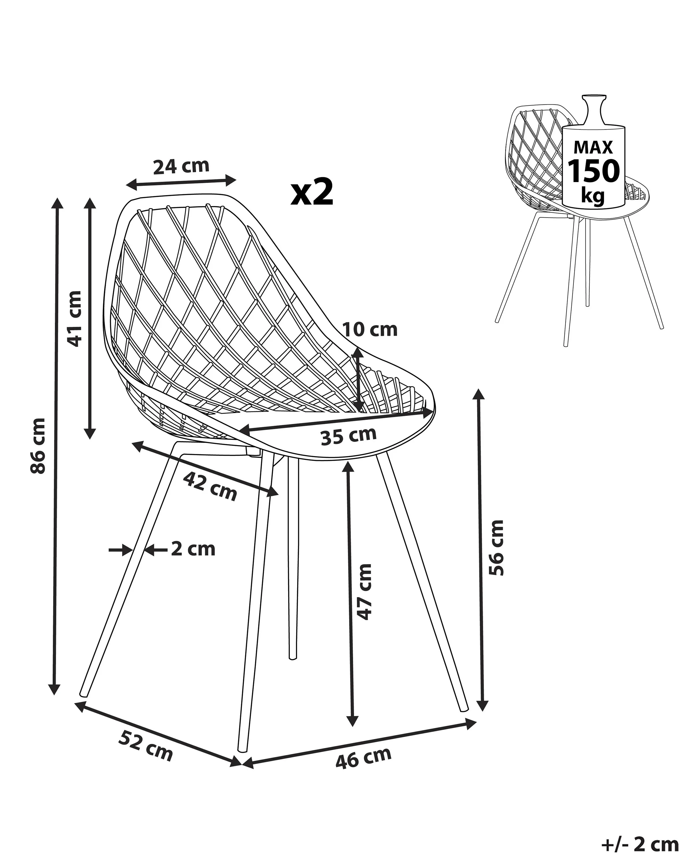 Set van 2 eetkamerstoelen CANTON Lichtgrijs