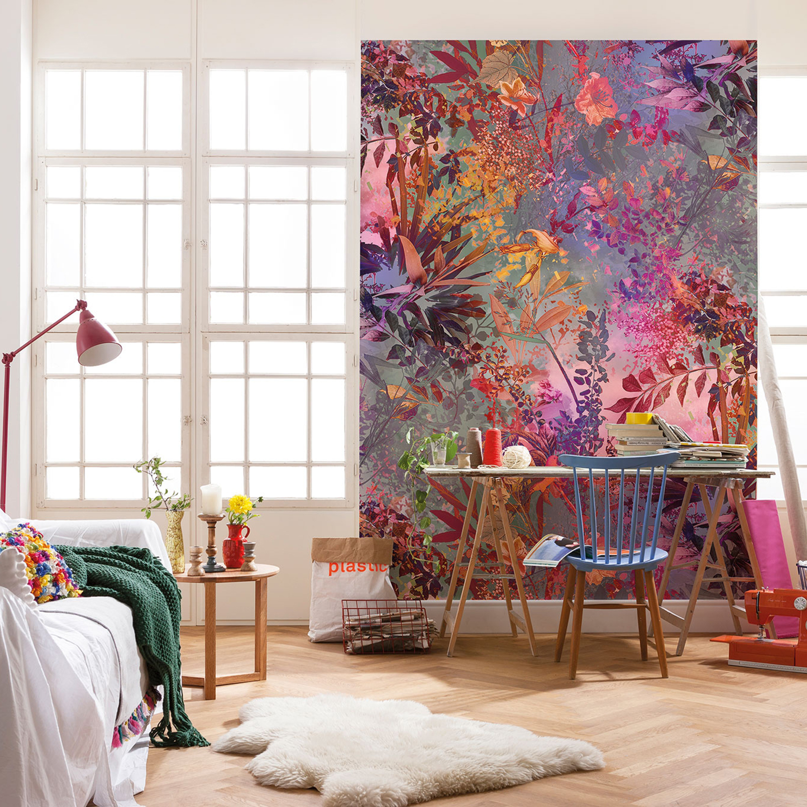 Papier-Fototapete WILD GARDEN - bunt - 184x254 cm