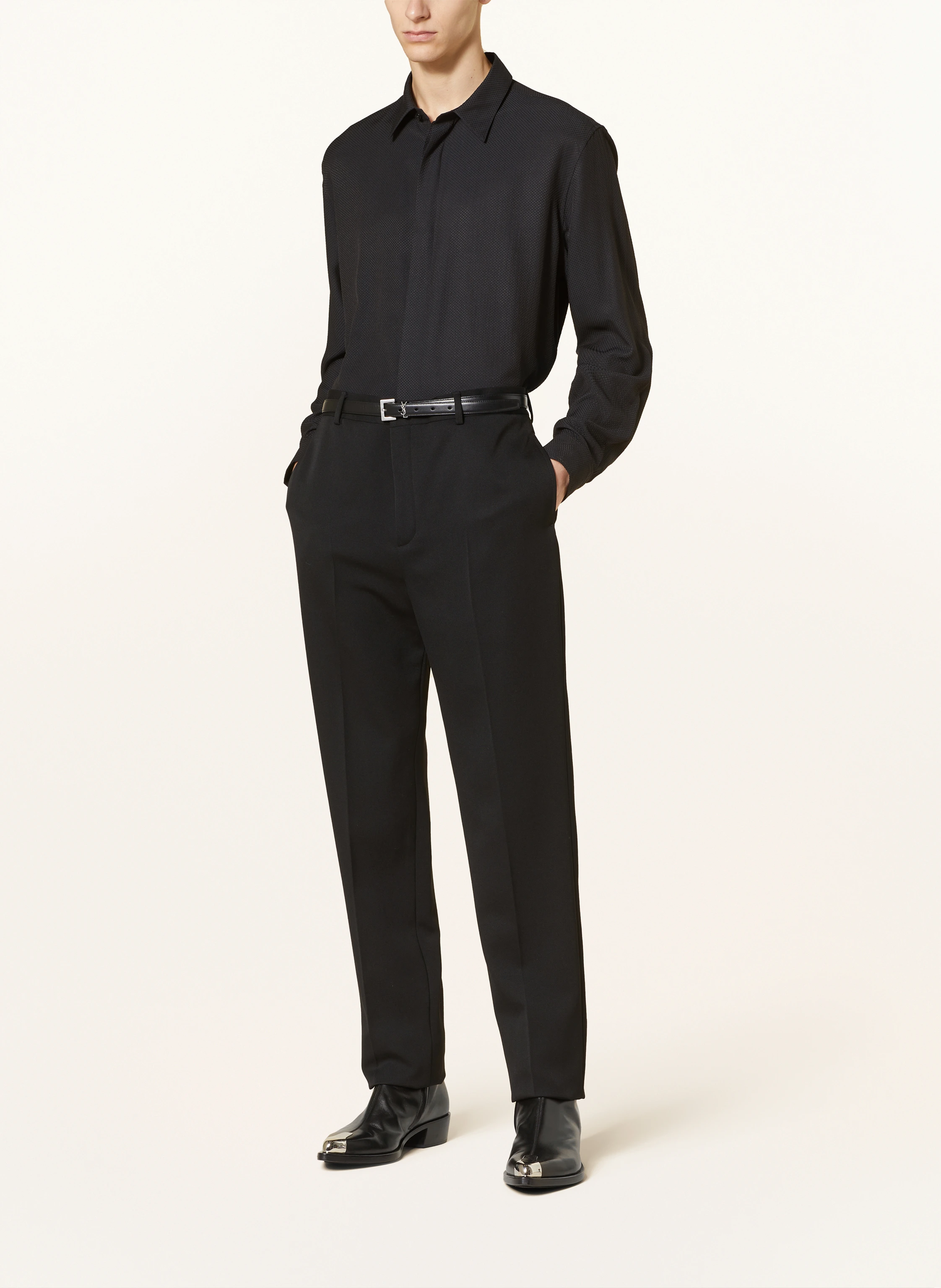 SAINT LAURENT Piqué-Hemd Comfort Fit mit Seide