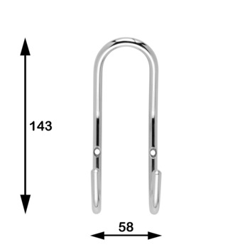Kapstok 2 haken Gerome chroom zamak 58 mm