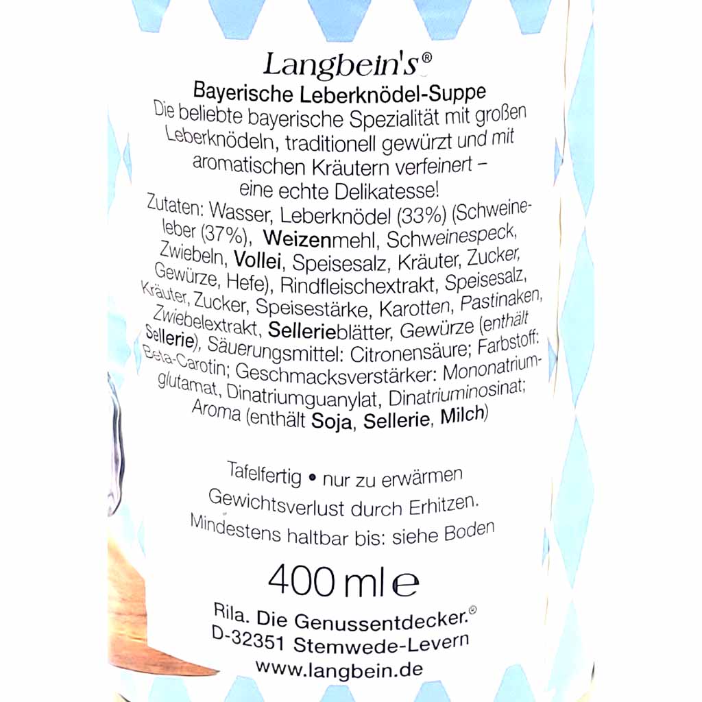 Jürgen Langbein Bayrische Leberknödel-Suppe 400ml MHD:4.5.26