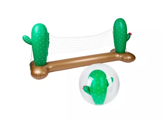 Filet de volley Gonflable et Flottant + Ballon Gonflable pour Piscine & Plage - Pack Sport Cactus