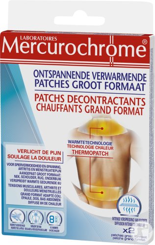 Mercurochrome Patch Décontractant Chauffant Grand Format 2 Pièces