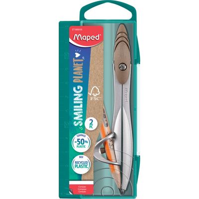 Maped Smiling Planet - Coffret compas Study bague - 50% en fibre de bois