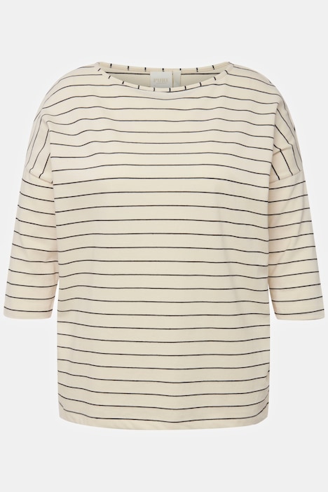 T-Shirt, Ringel, Rundhals, 3/4-Arm, Biobaumwolle