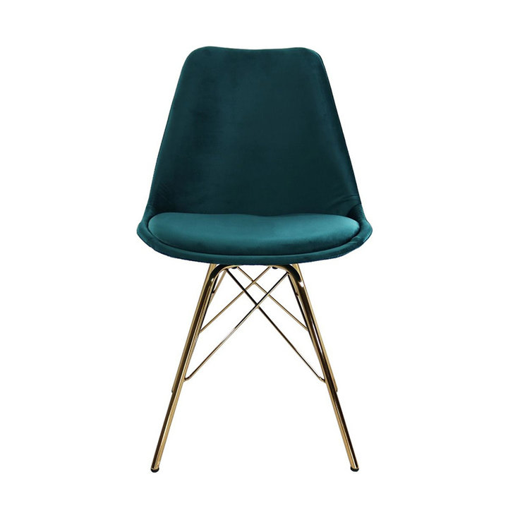 Kick collection - Stoel Velvet Blauw - Goud frame