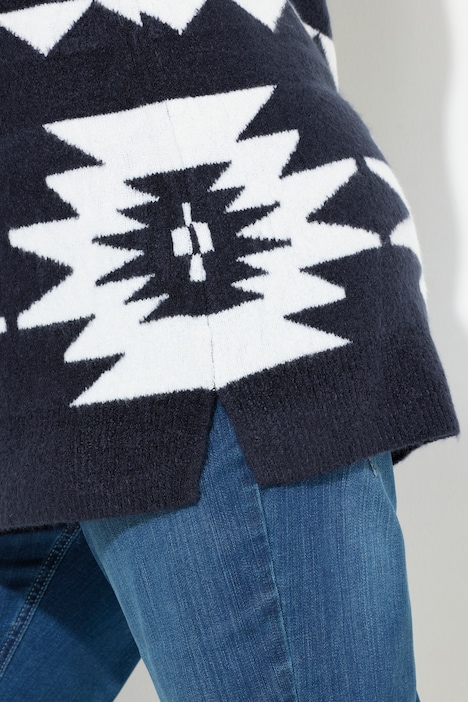 Pullover, grafisches Muster, Rollkragen, Langarm