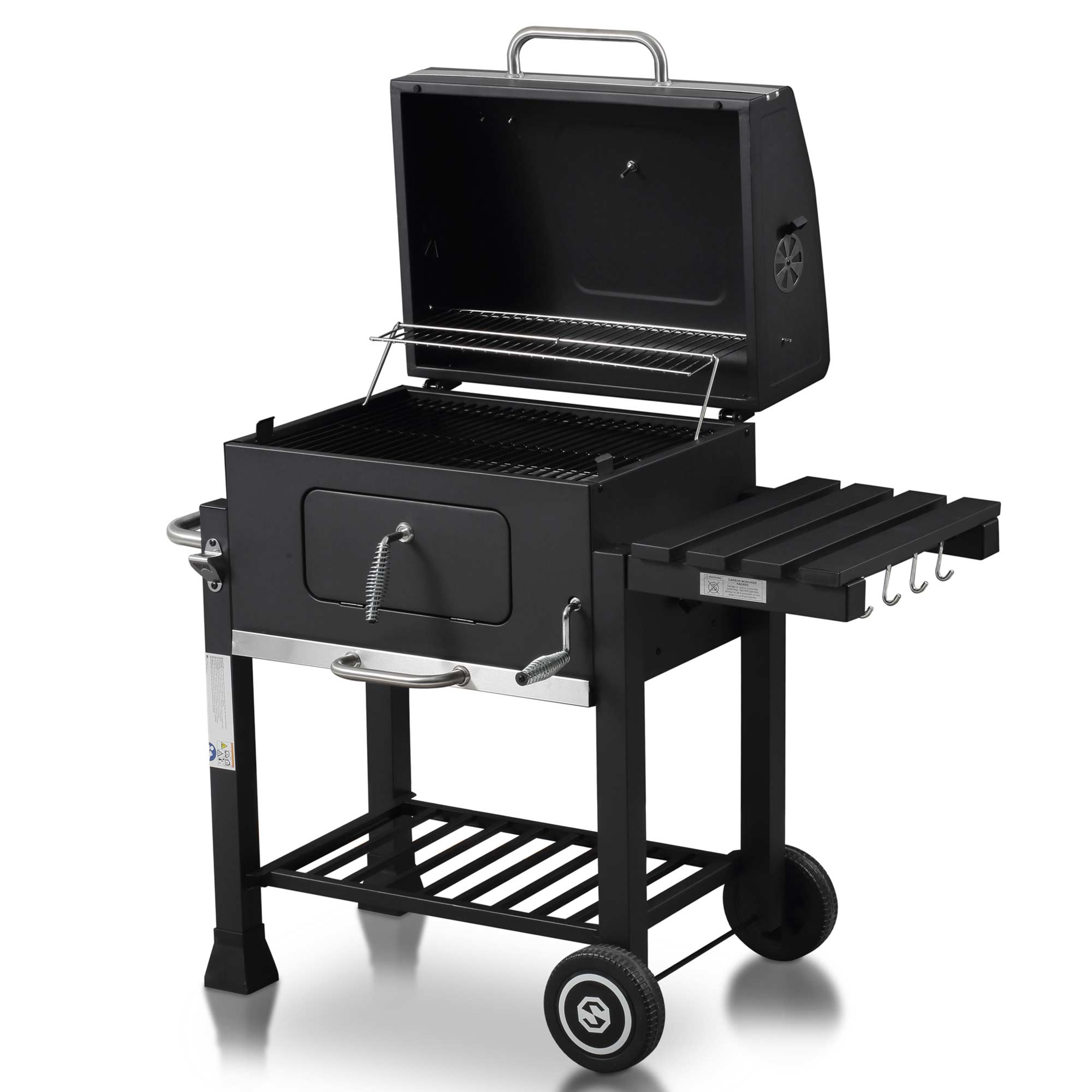 Strattore Holzkohlegrill / quadratischer BBQ XL Grillwagen aus Eisen