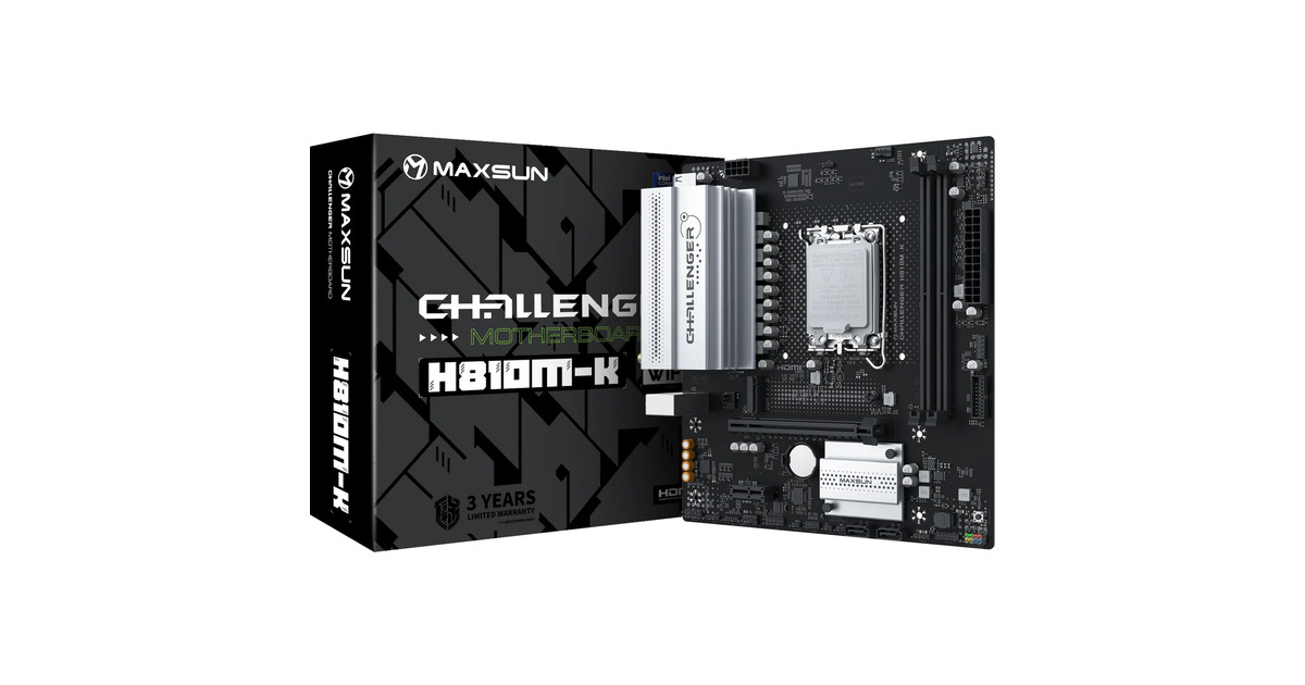 MAXSUNMS-Challenger H810M-K WIFI socket 1851 moederbord  (Zwart, Gb-LAN, WLAN, BT, Sound, µATX)