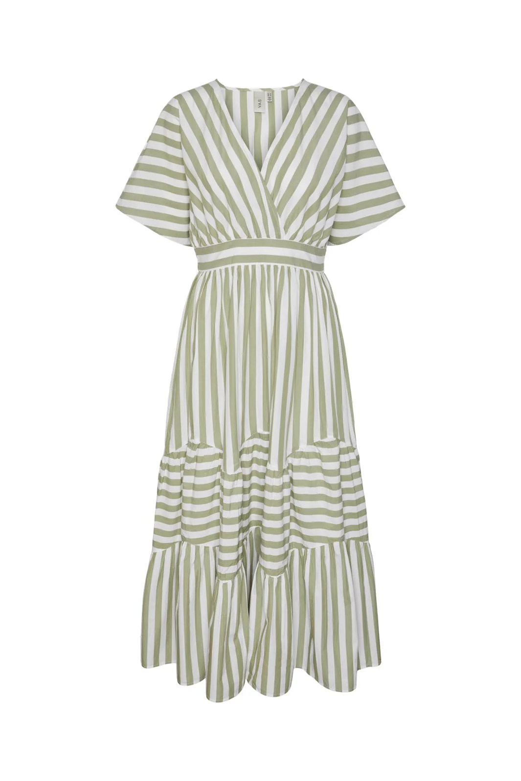 Y.A.S Yasroos Ss Long Dress  star white oil green