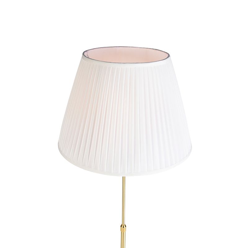 Vloerlamp goud/messing met plisse kap crème 45 cm - Parte
