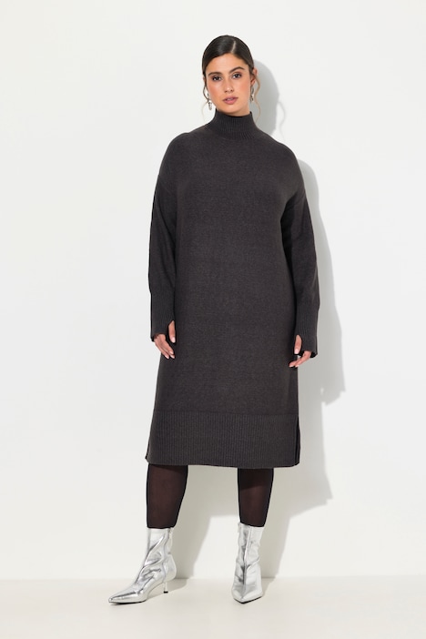 Strickkleid, Linksstrick, Stehkragen, Langarm