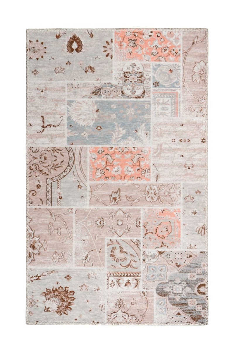 Platpolig vloerkleed Paradisia Multi vintage design, used look, patchwork design 80 x 150 cm