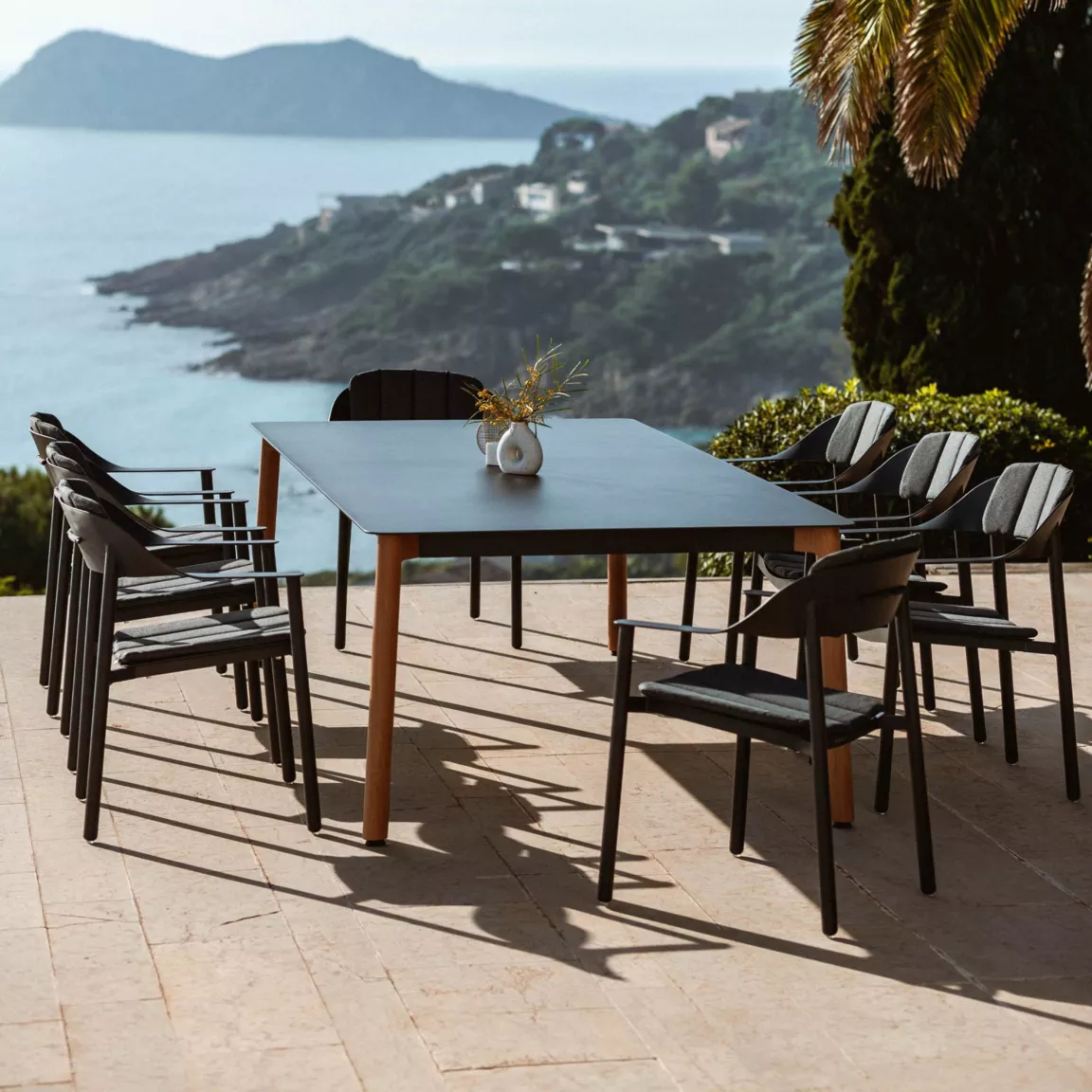 Table de jardin rectangulaire en aluminium 10 places (240 x 120 cm) Monte Carlo Gris anthracite