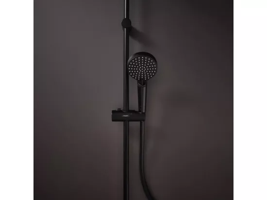 Pommeau de douche HANSGROHE Vernis Blend 100 EcoSmart Vario noir mat + flexible de douche HANSGROHE Designflex 200 cm noir mat