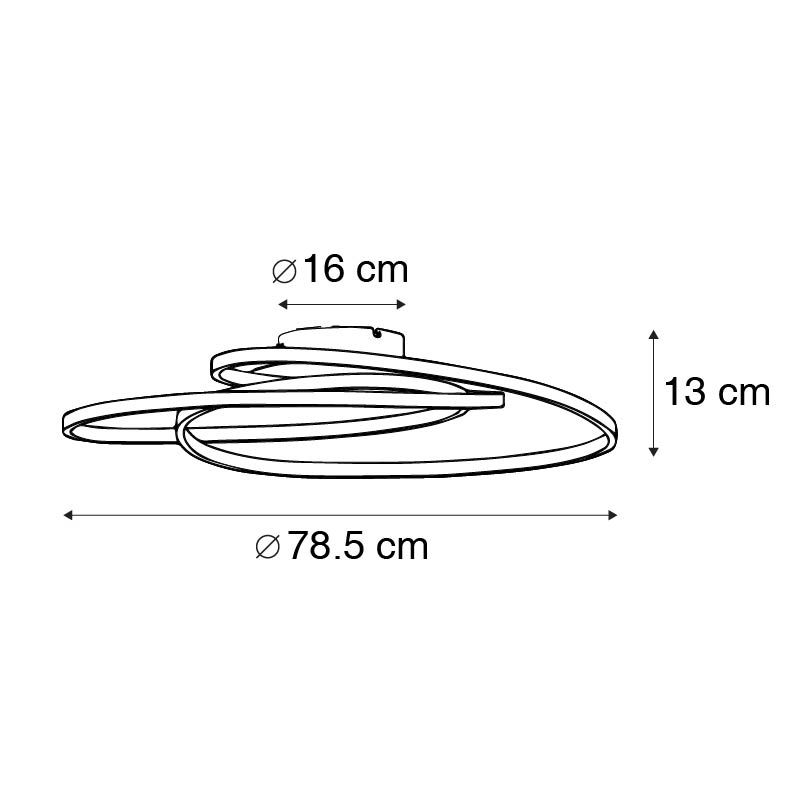 Plafondlamp wit 78 cm incl. LED 3 staps dimbaar - Rowin