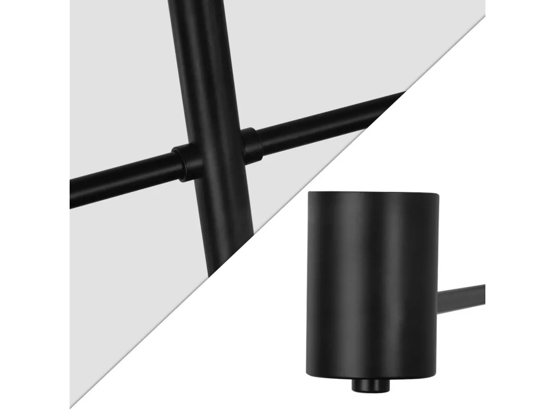 NETTLIFE Suspension 6 Ampoules E27 Noir Diam.65cm Vintage Métal Orientable Lustre Industriel Salon pour Salle à Manger Chambre