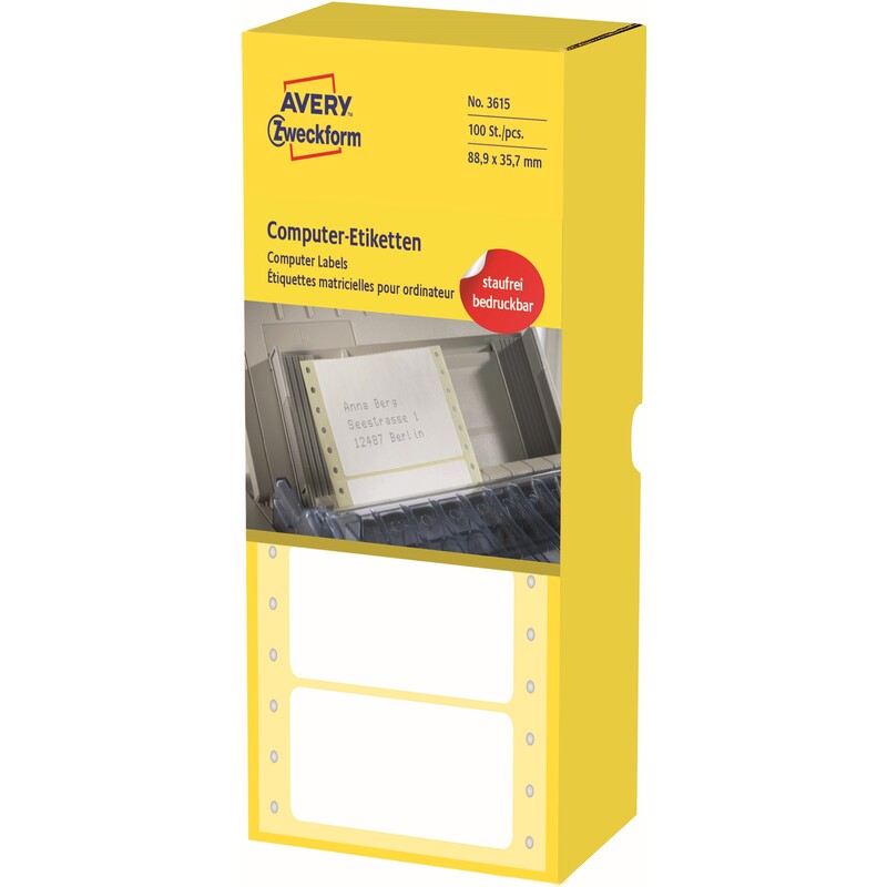 Avery Zweckform Computeretiketten, 3615, 88.9 x 35.7 mm